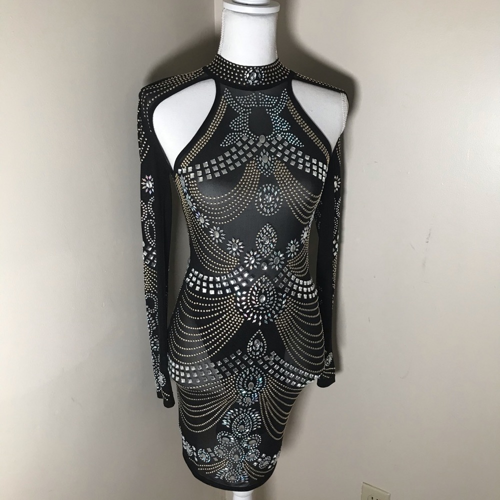 Extreme Embellished Black Sheer Dress ♦️